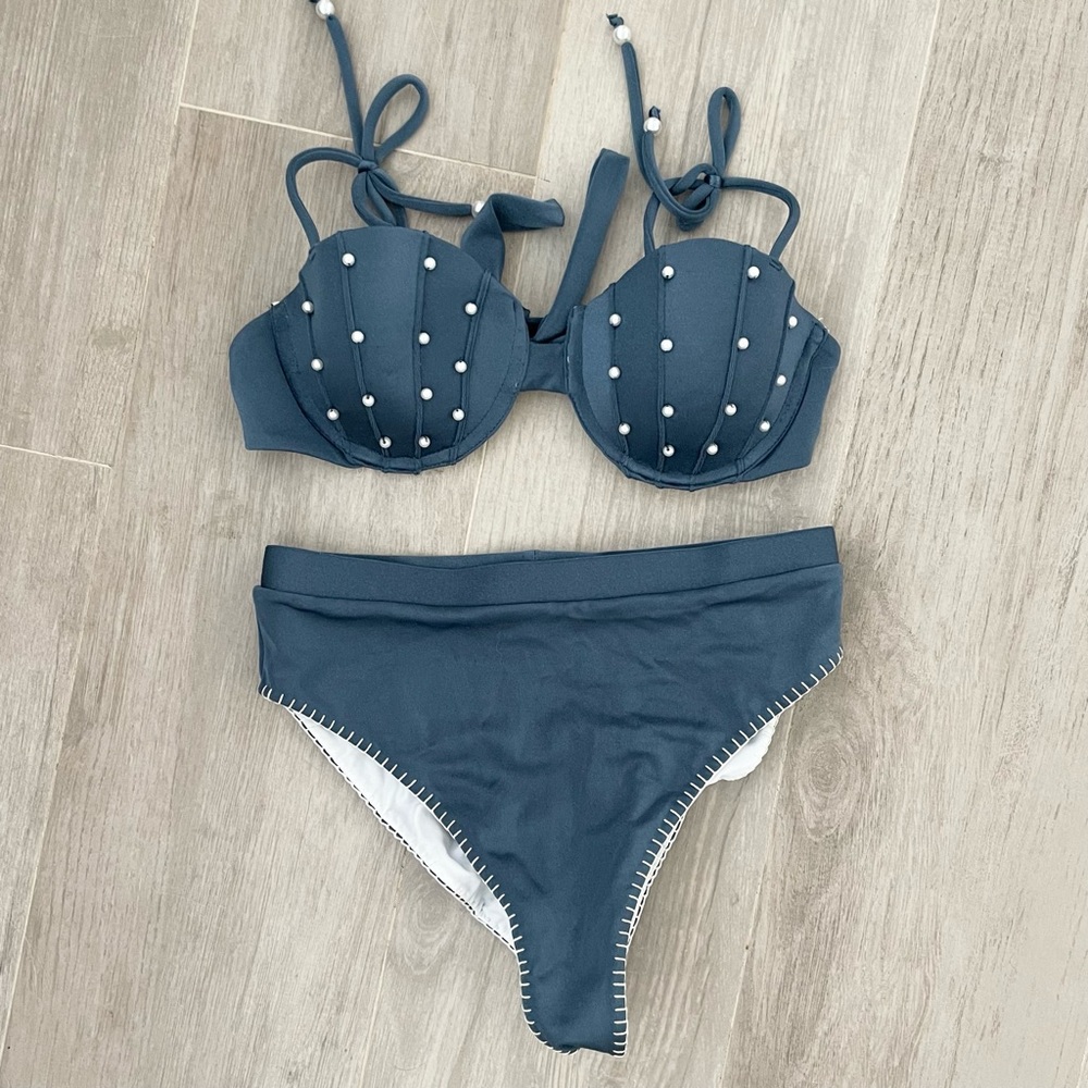 Mermaid shell design high waisted bikini
